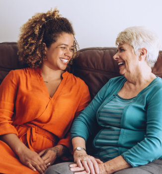 two women laughing