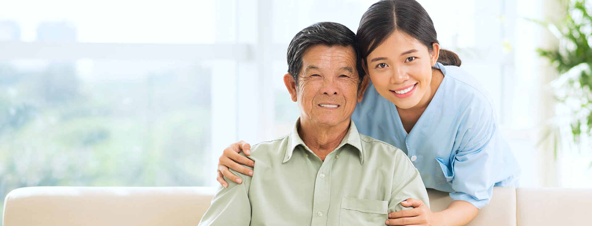 a man and a woman smiling