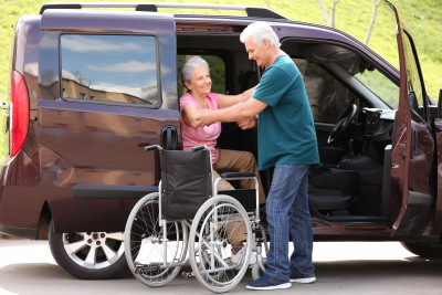 old man assisting to his wife